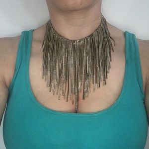Bgbg gold chain fringe necklace
